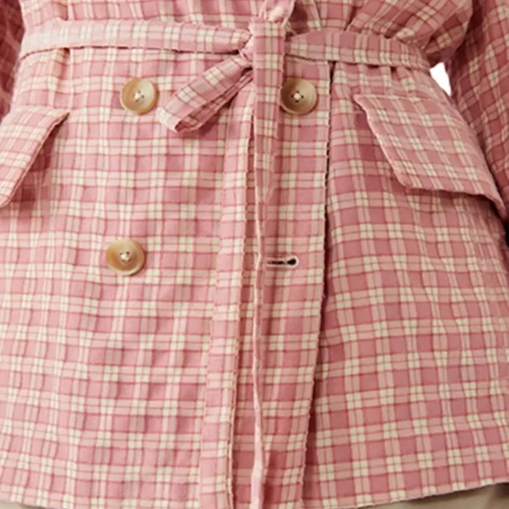 Free People Olivia Pink Gingham Blazer NWT